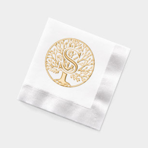 Serviettes Avec Dorure Auteur unique initial sur l'arbre de vie #1F