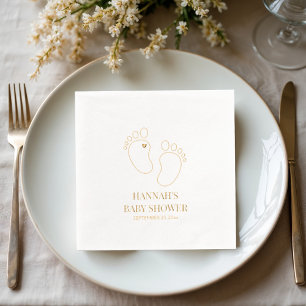 Serviettes Avec Dorure Baby shower avec impression de pieds   Décor de la