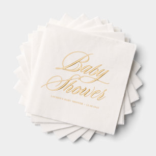 Serviettes Avec Dorure Baby-Shower Calligraphié Fantaisiste et Gras