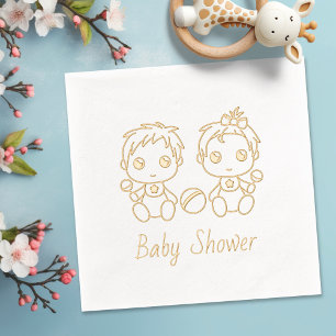 Serviettes Avec Dorure Baby shower fille garçon jumeaux