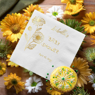Serviettes Avec Dorure Baby shower floral de Daisies