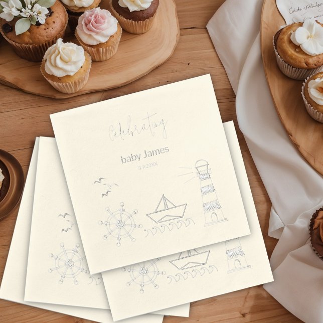 Serviettes Avec Dorure Baby shower nautique (Créateur téléchargé)