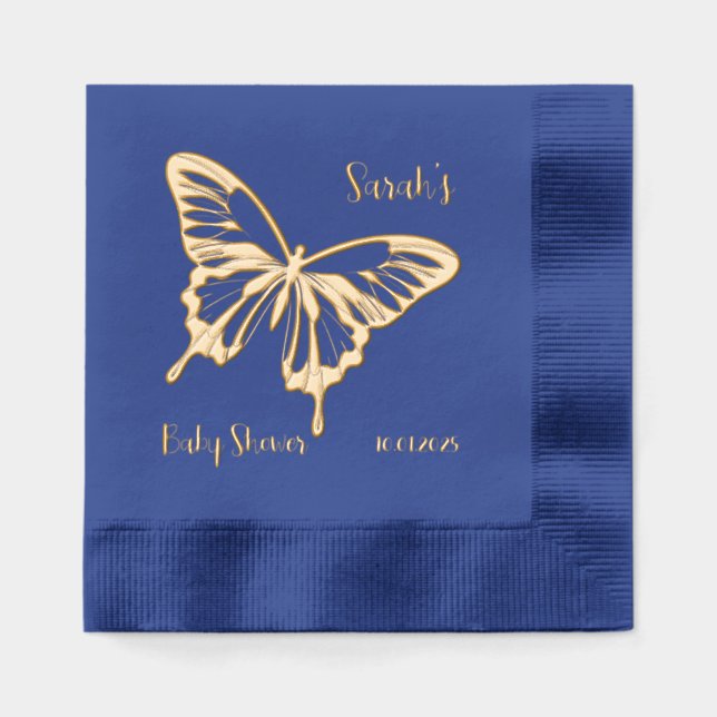 Serviettes Avec Dorure Baby shower papillon (Recto)