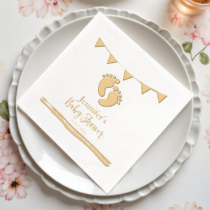 Serviettes Avec Dorure Baby shower personnalisé avec empreintes