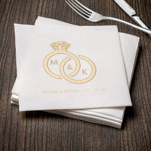 Serviettes Avec Dorure Bague de mariage monogramme en diamant
