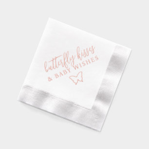 Serviettes Avec Dorure Baisers de papillon et vœux de bébé Script Fête pr