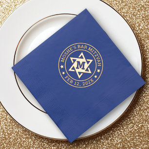 Serviettes Avec Dorure Bar mitzvah Star de David monogramme initial