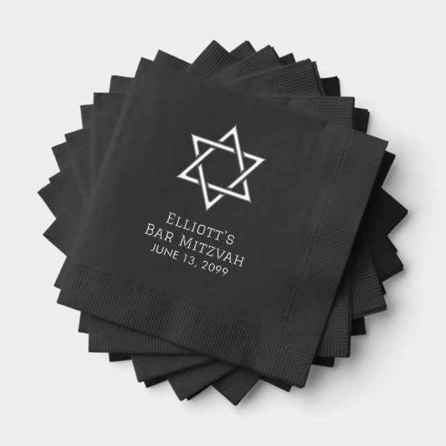 Serviettes Avec Dorure Bar personnalisé Mitzvah Cocktail en boîte Napkins (Insitu (empilé))