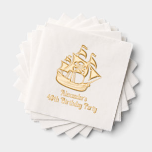 Serviettes Avec Dorure Bateau Pirate Crossbones de crâne #2 Anniversaire