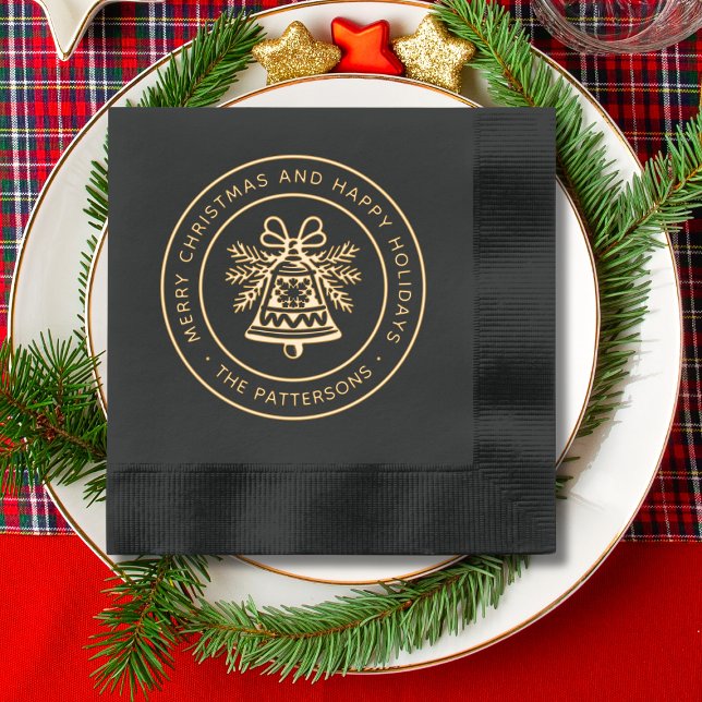 Serviettes Avec Dorure Bell Joyeux Noël Joyeux Joyeux Fêtes Personnalisée (Créateur téléchargé)