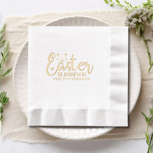 Serviettes Avec Dorure Bénédiction de Pâques Typographie de script Nom re