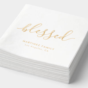 Serviettes Avec Dorure Bienheureux Boho Script Famille Réunion Thanksgivi