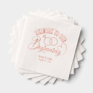 Serviettes Avec Dorure Bienvenue À Notre Mariage Débutant