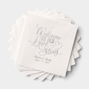 Serviettes Avec Dorure Bienvenue À Notre Mariage D'Histoire D'Amour