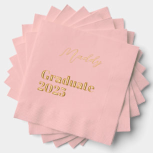 Serviettes Avec Dorure Blush & Gold Graduate 2025 Party Napkins