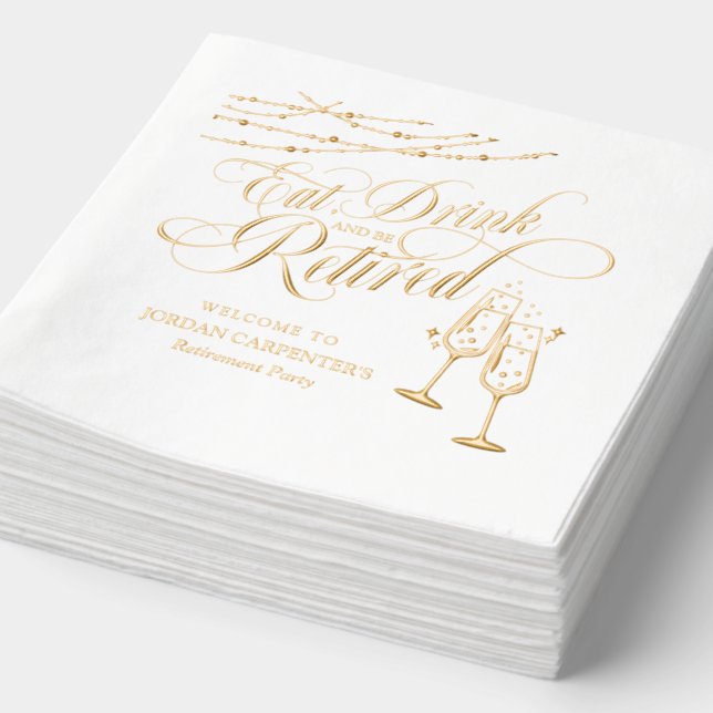 Serviettes Avec Dorure Boire à manger Retraite Champagne Retraite (Détail)