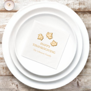 Serviettes Avec Dorure Bon thanksgiving Feuille d'automne