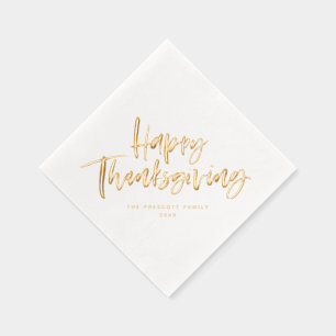 Serviettes Avec Dorure Bon thanksgiving simple script de brosse moderne
