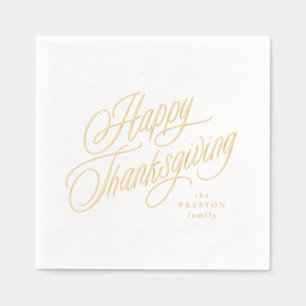 Serviettes Avec Dorure Bon thanksgiving simple script élégant
