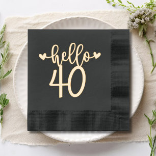 Serviettes Avec Dorure Bonjour 40 Fête d'anniversaire 40 Moderne