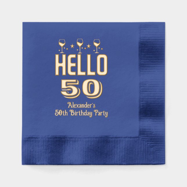 Serviettes Avec Dorure Bonjour Anniversaire / Anniversaire N'importe quel (Recto)