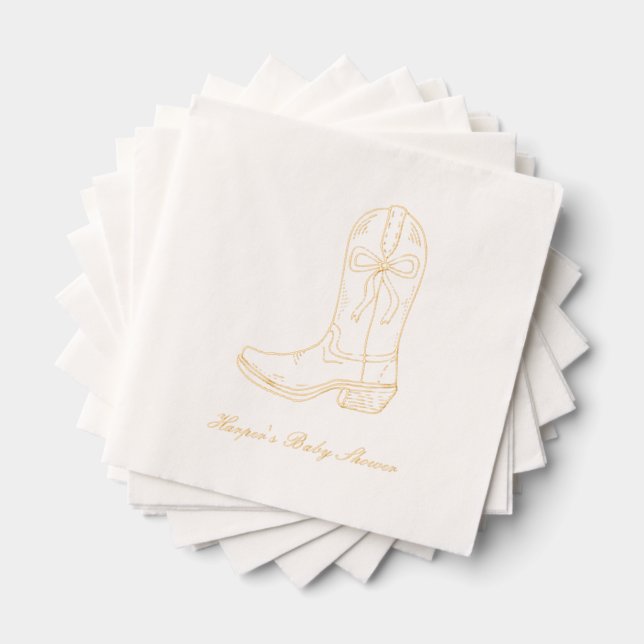Serviettes Avec Dorure Boots et Baby showers Coquette personnalisés (Insitu (empilé))