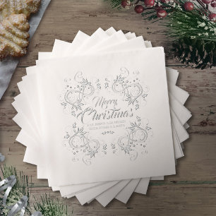 Serviettes Avec Dorure Bordure de feuillage décoratif Joyeux Noël