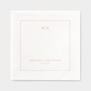Serviettes Avec Dorure Bordure Minimaliste Corail Élégant