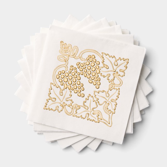 Serviettes Avec Dorure Bouquet de Raisins Feuillus Rustique  (Insitu (empilé))