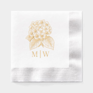 Serviettes Avec Dorure Bouquet élégant d'hortensias avec initiales du cou