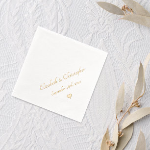 Serviettes Avec Dorure Bride Groom Monogramme Mariage Date Party Cocktail