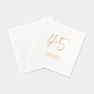 Serviettes Avec Dorure Brosse moderne Lettering 45th Birthday Party