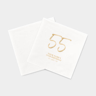 Serviettes Avec Dorure Brosse moderne Lettering 55e fête d'anniversaire