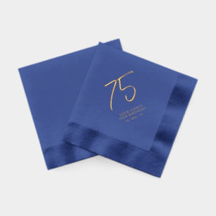 Serviettes Avec Dorure Brosse moderne Lettering 75e fête d'anniversaire