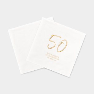 Serviettes Avec Dorure Brosse moderne Script 50e fête d'anniversaire