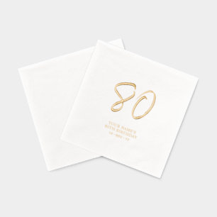 Serviettes Avec Dorure Brosse moderne Script 80e fête d'anniversaire