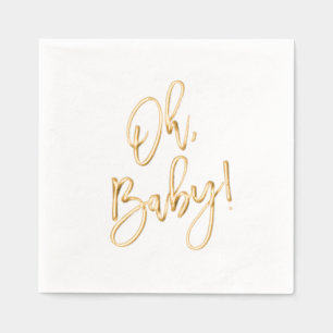 Serviettes Avec Dorure Brush Script Oh Baby shower
