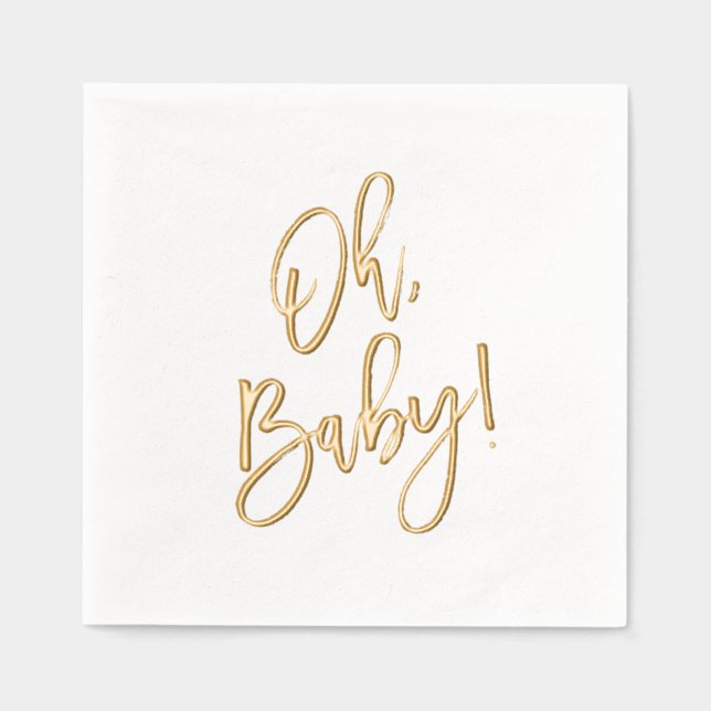 Serviettes Avec Dorure Brush Script Oh Baby shower (Recto)