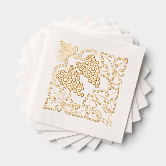 Serviettes Avec Dorure Bunch de raisins feuillus rustique (Insitu (empilé))
