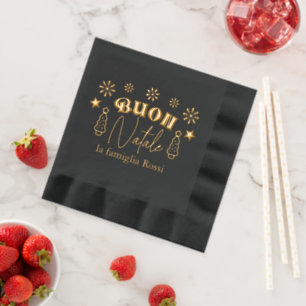 Serviettes Avec Dorure Buon Natale Fête de Noël italienne personnalisée