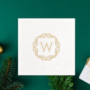 Serviettes Avec Dorure Cadre Art Déco Élégant avec Monogramme Initial du