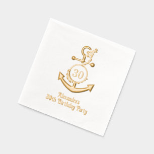 Serviettes Avec Dorure Cadre d'ancre nautique #2 Fête d'anniversaire
