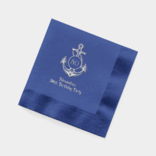 Serviettes Avec Dorure Cadre d'Ancres nautiques #6 fête d'anniversaire