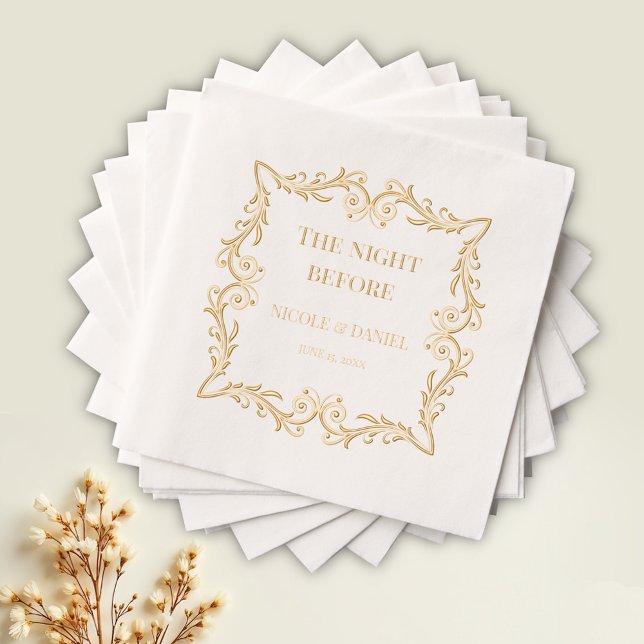Serviettes Avec Dorure Cadre d'organisation | La nuit avant le Mariage (Créateur téléchargé)