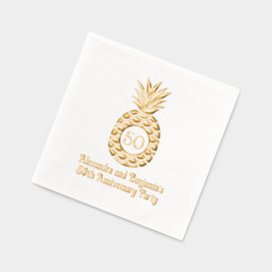 Serviettes Avec Dorure Cadre élégant de fête d'anniversaire d'ananas