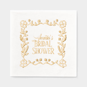 Serviettes Avec Dorure Cadre floral dessiné à la main pour la douche de l