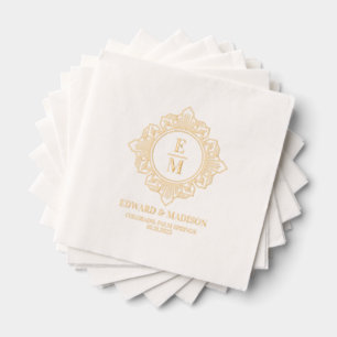 Serviettes Avec Dorure Cadre Monogramme Art Déco Mariage personnalisé
