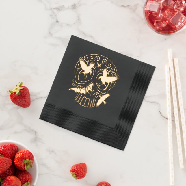 Serviettes Avec Dorure Calaveras décoratives Halloween (Insitu (Fraise))