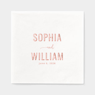 Serviettes Avec Dorure Calligraphie dorée rose romantique