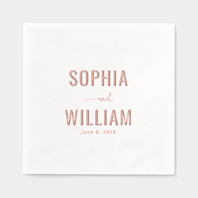 Serviettes Avec Dorure Calligraphie dorée rose romantique (Recto)